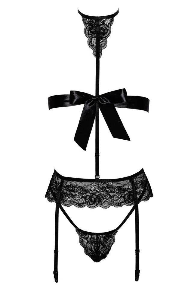 KISS244 4-teiliges Set aus Spitze von Kissable - S/M / Black - Sexy Dessous-Set
