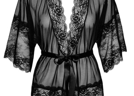KISS245 Negligee aus Netz und Spitze von Kissable - S/M / Black - Kimono