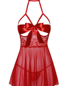 KISS247 Negligee aus Netz und Spitze von Kissable - S/M / Red - Negligee