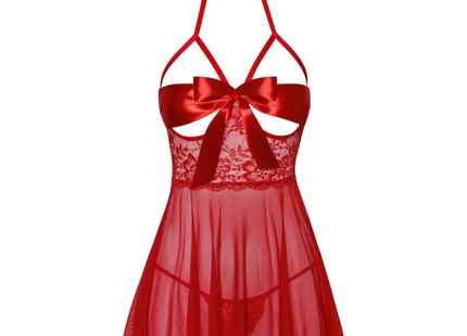 KISS247 Negligee aus Netz und Spitze von Kissable - S/M / Red - Negligee
