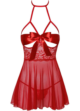 KISS247 Negligee aus Netz und Spitze von Kissable - S/M / Red - Negligee