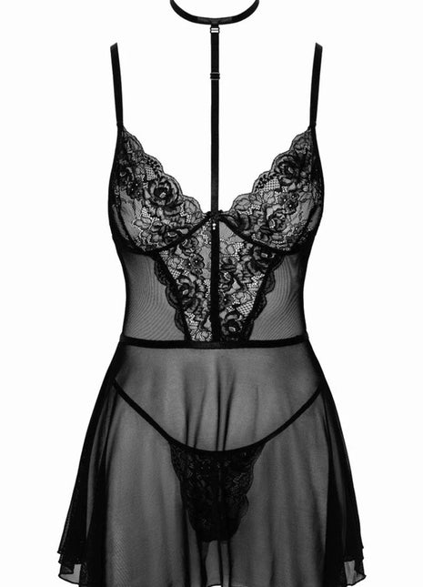 KISS249 Negligee aus Netz und Spitze von Kissable - S/M / Black - Negligee