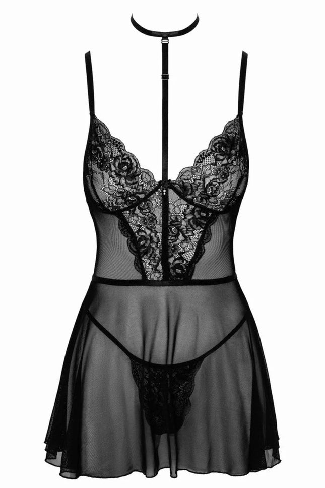 KISS249 Negligee aus Netz und Spitze von Kissable - S/M / Black - Negligee