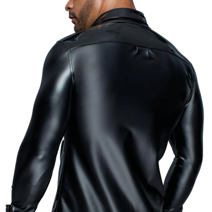 Langärmliges Powerwetlook & PVC Shirt H064 - S - Longsleev