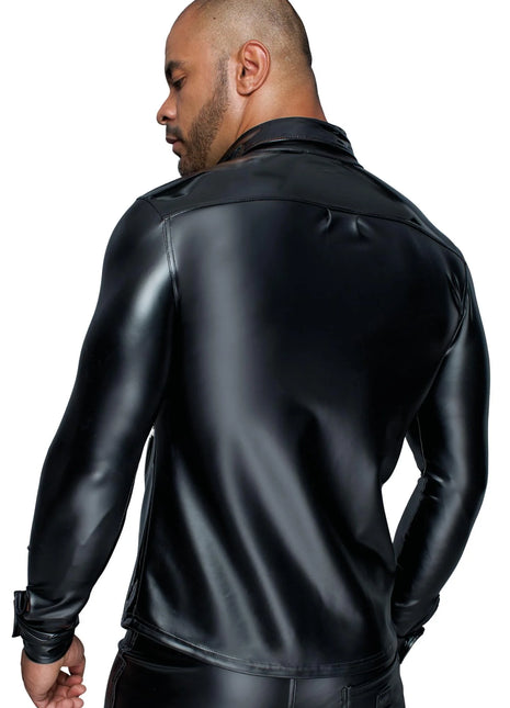 Langärmliges Powerwetlook & PVC Shirt H064 - S - Longsleev