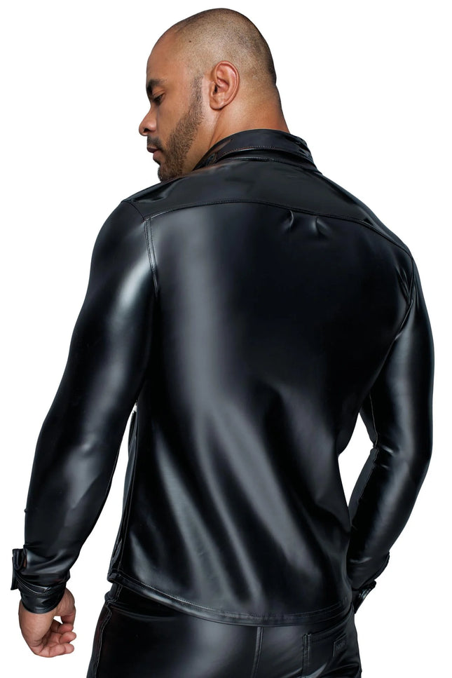 Langärmliges Powerwetlook & PVC Shirt H064 - S - Longsleev