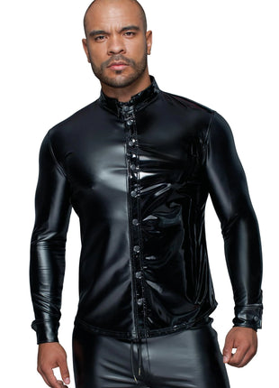 Langärmliges Powerwetlook & PVC Shirt H064 - S - Longsleev