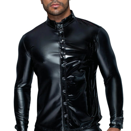 Langärmliges Powerwetlook & PVC Shirt H064 - S - Longsleev