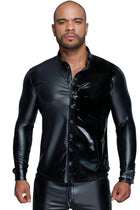 Langärmliges Powerwetlook & PVC Shirt H064 - S - Longsleev
