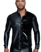 Langärmliges Powerwetlook & PVC Shirt H064 - S - Longsleev