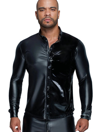 Langärmliges Powerwetlook & PVC Shirt H064 - S - Longsleev