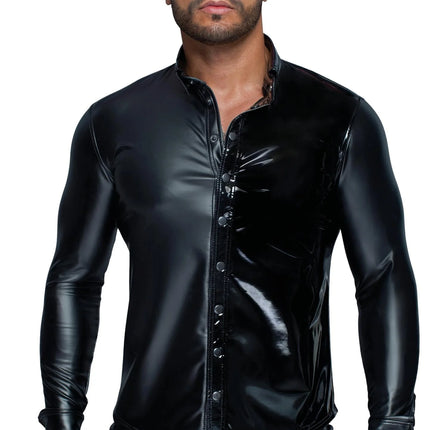 Langärmliges Powerwetlook & PVC Shirt H064 - S - Longsleev