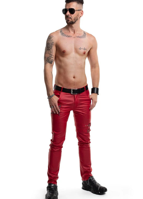 lange Herren Hose RMTommaso002 rot von Regnes Fetish Planet - S / Red - Herren-Hose
