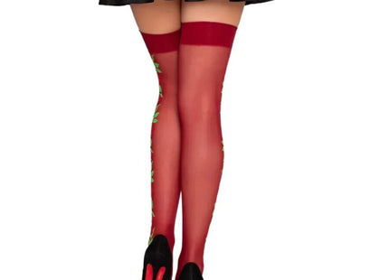 LEG AVENUE - 1957 STRUMPFHOSEN MIT ROTEN BLUMEN - EINHEITSGRÖSSE