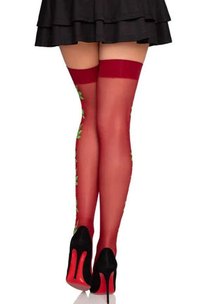 LEG AVENUE - 1957 STRUMPFHOSEN MIT ROTEN BLUMEN - EINHEITSGRÖSSE