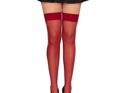 LEG AVENUE - 1957 STRUMPFHOSEN MIT ROTEN BLUMEN - EINHEITSGRÖSSE