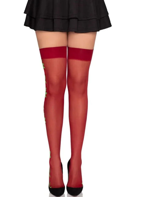 LEG AVENUE - 1957 STRUMPFHOSEN MIT ROTEN BLUMEN - EINHEITSGRÖSSE