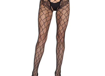 LEG AVENUE - 1966 NETZSTRUMPFHOSE MIT OFFENEM SCHRITT SCHWARZ - EINHEITSGRÖSSE