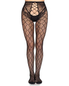 LEG AVENUE - 1966 NETZSTRUMPFHOSE MIT OFFENEM SCHRITT SCHWARZ - EINHEITSGRÖSSE
