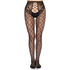 LEG AVENUE - 1966 NETZSTRUMPFHOSE MIT OFFENEM SCHRITT SCHWARZ - EINHEITSGRÖSSE