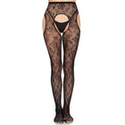 LEG AVENUE - 1967 BLOOM NETZ-STRUMPFHOSE MIT STRUMPFHALTERN SCHWARZ - EINHEITSGRÖSSE