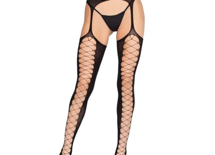 LEG AVENUE - 1968 STRÜMPFE MIT ANGENÄHTEM STRUMPFHALTER SCHWARZ - EINHEITSGRÖSSE