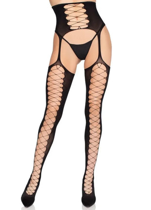 LEG AVENUE - 1968 STRÜMPFE MIT ANGENÄHTEM STRUMPFHALTER SCHWARZ - EINHEITSGRÖSSE