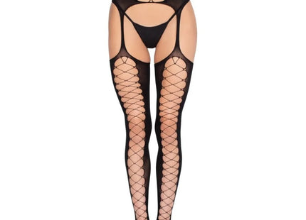 LEG AVENUE - 1968 STRÜMPFE MIT ANGENÄHTEM STRUMPFHALTER SCHWARZ - EINHEITSGRÖSSE