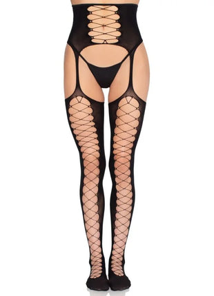 LEG AVENUE - 1968 STRÜMPFE MIT ANGENÄHTEM STRUMPFHALTER SCHWARZ - EINHEITSGRÖSSE