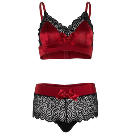 LEG AVENUE - 2-TEILIGES SET SCHWARZ UND ROT S/M - BH & Slip