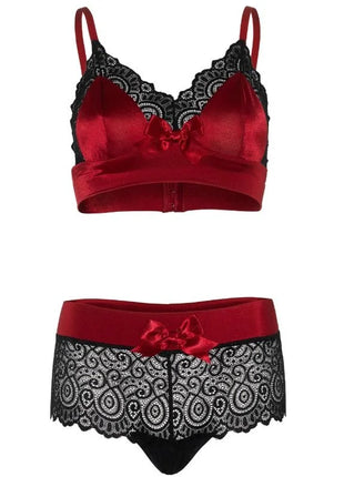 LEG AVENUE - 2-TEILIGES SET SCHWARZ UND ROT S/M - BH & Slip
