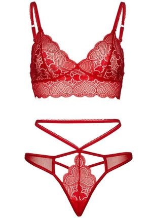 LEG AVENUE - 2-TEILIGES SET SPITZEN-BRALET UND TANGA S/M - BH & Slip