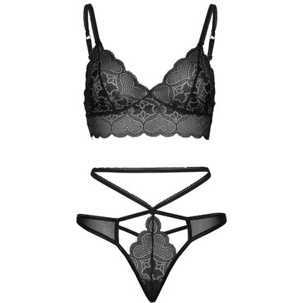 LEG AVENUE - 2-TEILIGES SET STRAPPY CUT G STRING S/M - BH & Slip