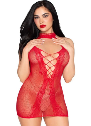 LEG AVENUE - 81675 Neckholder-Minikleid Schwarz - Einheitsgröße - ONE SIZE / ROJO