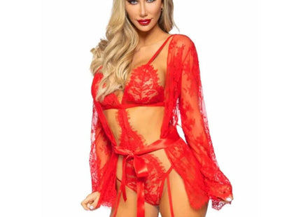 LEG AVENUE – 86123 Teddy & Morgenmantel-Set Rot - Negligee