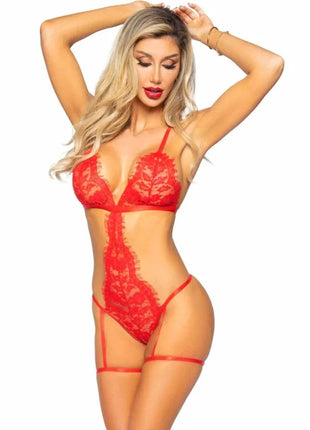 LEG AVENUE – 86123 Teddy & Morgenmantel-Set Rot - Negligee