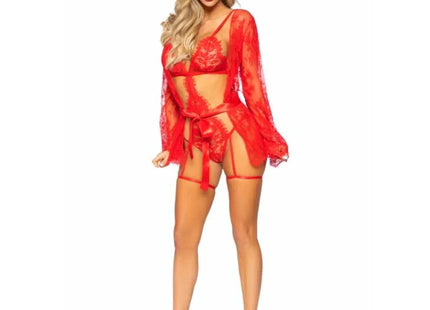 LEG AVENUE – 86123 Teddy & Morgenmantel-Set Rot - Negligee