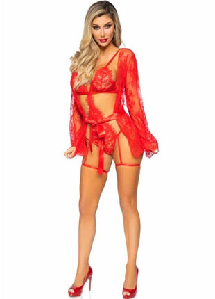 LEG AVENUE – 86123 Teddy & Morgenmantel-Set Rot - Negligee