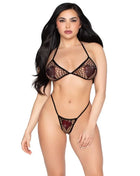 Schwarzes netz-bh-top und string-höschen von leg avenue mit funkelnden strassakzenten aus mesh in einheitsgröße