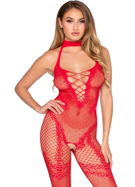 LEG AVENUE - 89336 BODYSTOCKING OHNE SCHRITT ROT - EINE GRÖSSE