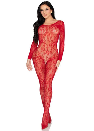 LEG AVENUE - 89366 SPITZEN-DESSOUS-BODYSTOCKING ROT - EINHEITSGRÖSSE