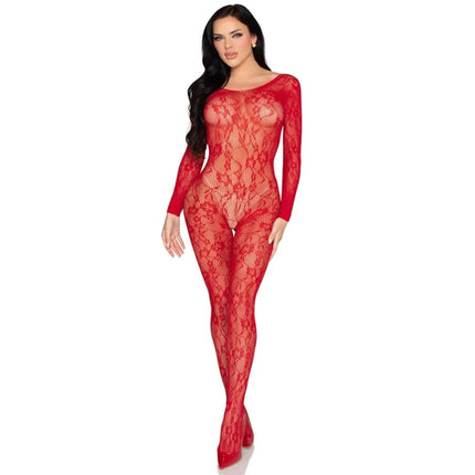 LEG AVENUE - 89366 SPITZEN-DESSOUS-BODYSTOCKING ROT - EINHEITSGRÖSSE