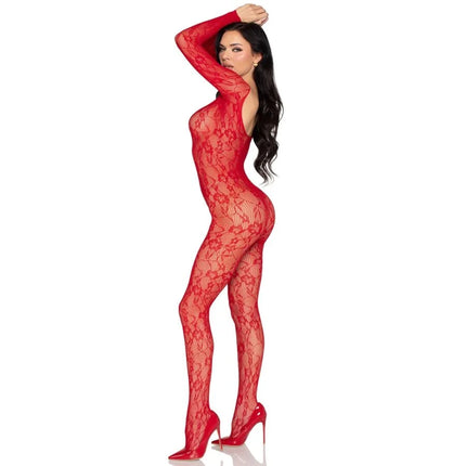 LEG AVENUE - 89366 SPITZEN-DESSOUS-BODYSTOCKING ROT - EINHEITSGRÖSSE