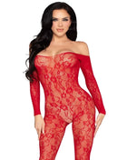 LEG AVENUE - 89366 SPITZEN-DESSOUS-BODYSTOCKING ROT - EINHEITSGRÖSSE
