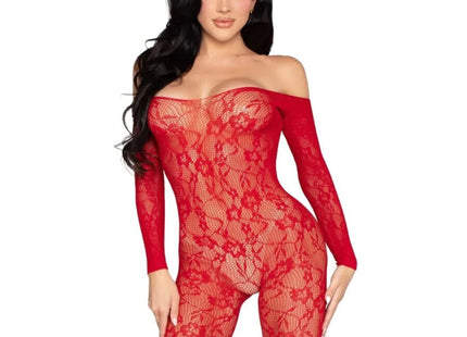 LEG AVENUE - 89366 SPITZEN-DESSOUS-BODYSTOCKING ROT - EINHEITSGRÖSSE