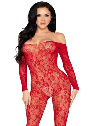 LEG AVENUE - 89366 SPITZEN-DESSOUS-BODYSTOCKING ROT - EINHEITSGRÖSSE