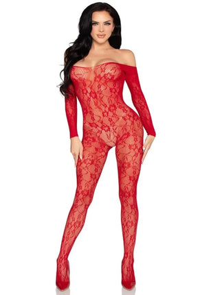 LEG AVENUE - 89366 SPITZEN-DESSOUS-BODYSTOCKING ROT - EINHEITSGRÖSSE