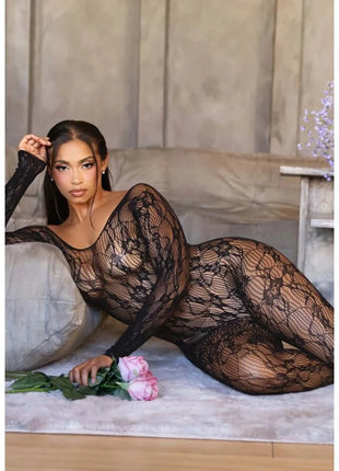 LEG AVENUE - 89366 SPITZEN-DESSOUS-BODYSTOCKING SCHWARZ - EINHEITSGRÖSSE