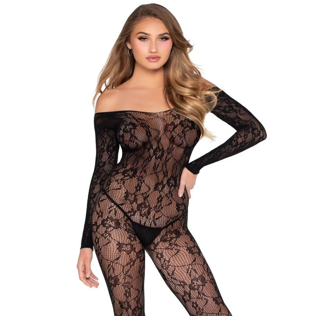 LEG AVENUE - 89366 SPITZEN-DESSOUS-BODYSTOCKING SCHWARZ - EINHEITSGRÖSSE