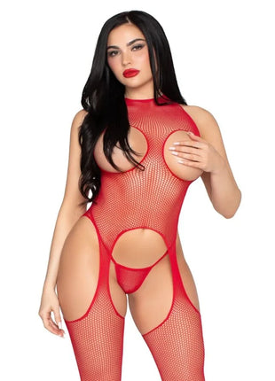 LEG AVENUE - 89374 CUPLESS BODYSTOCKING UND PANTY RED - EINHEITSGRÖSSE